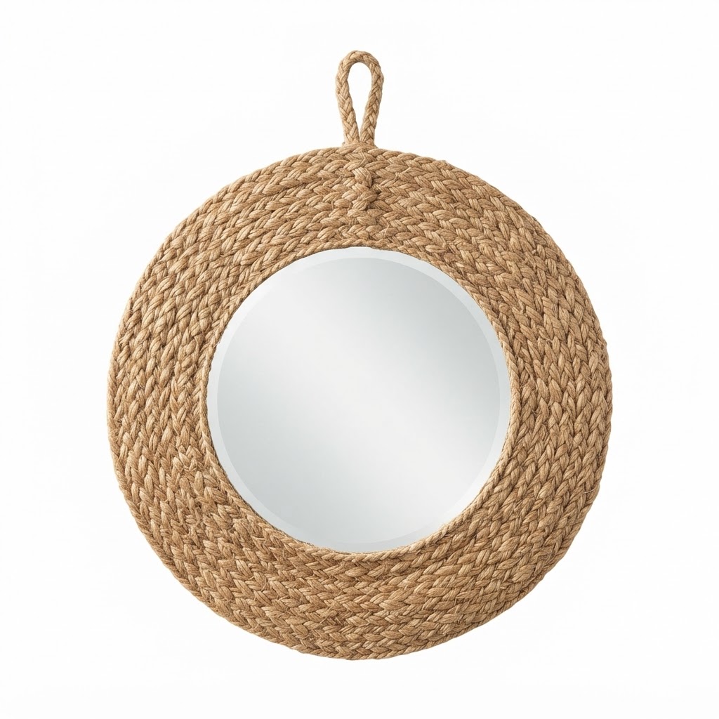 Woven Jute Circular Wall Mirror