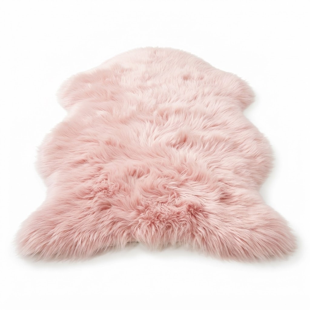 Soft Pink Faux Sheepskin Rug