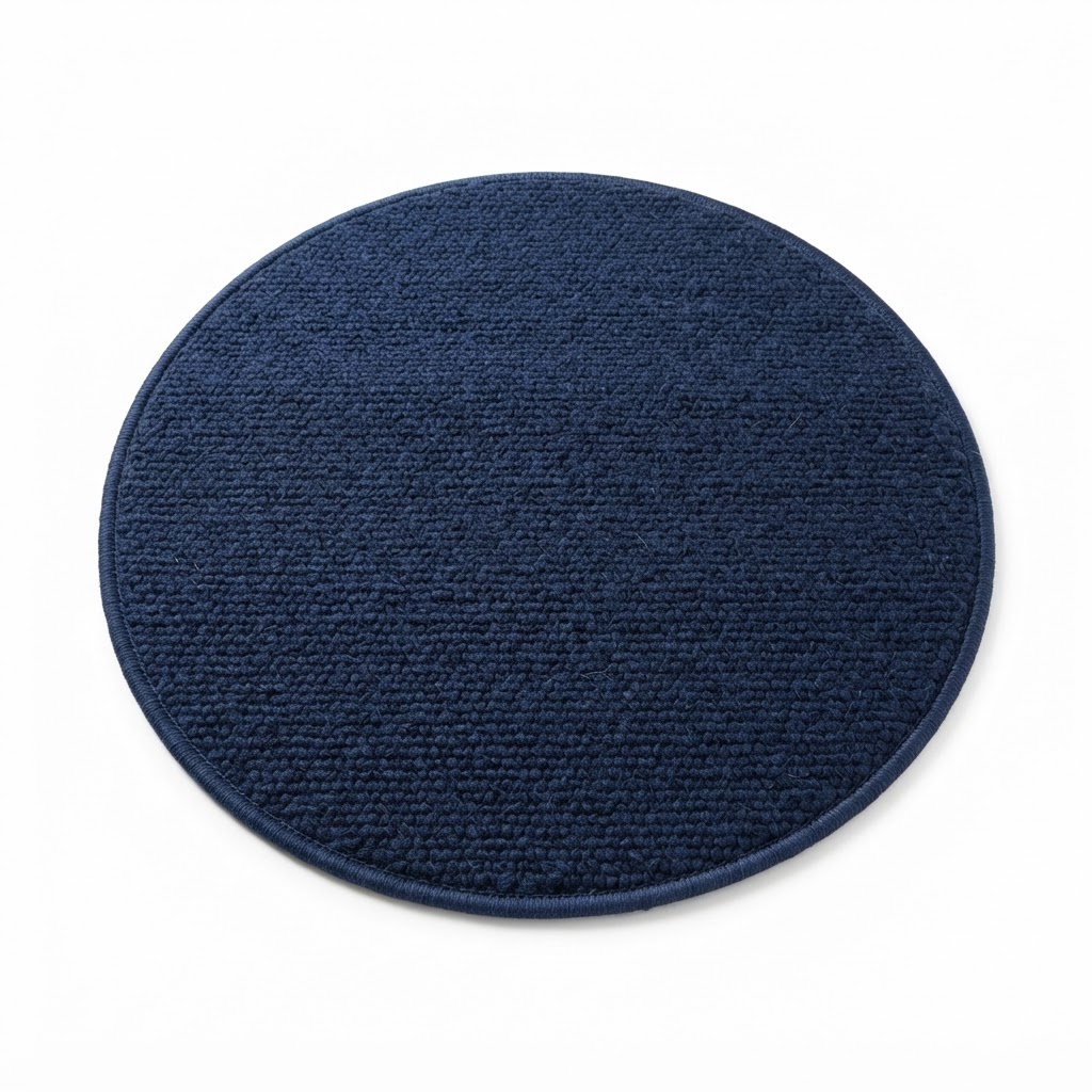 Wool Blend Navy Round Rug