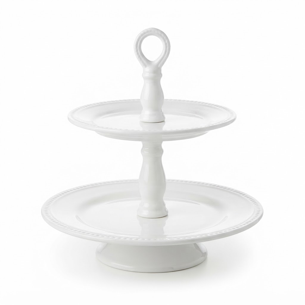 Two-Tiered White Cupcake Stand