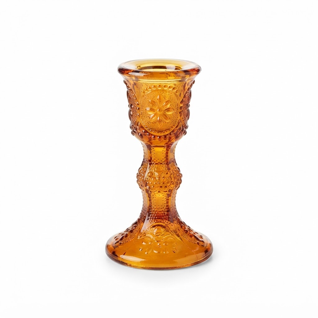 Amber Glass Candle Holders