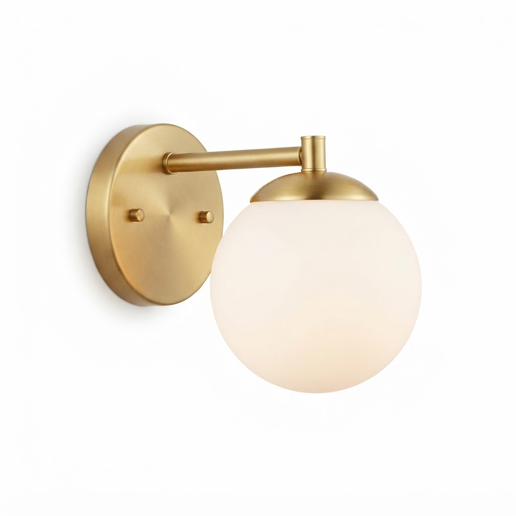 Brushed Gold Globe Vanity Sconce