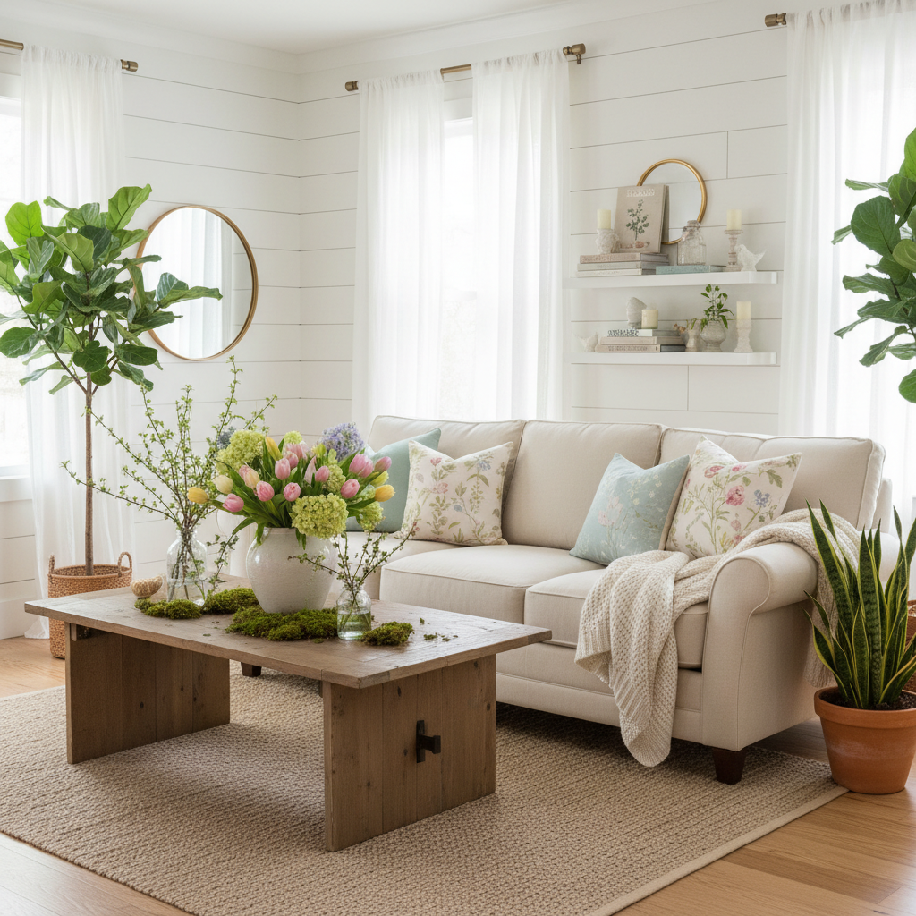 Transitional Spring Living Room