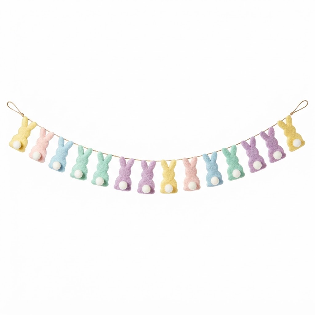 Decorative Pastel Felt Easter Bunny Garland