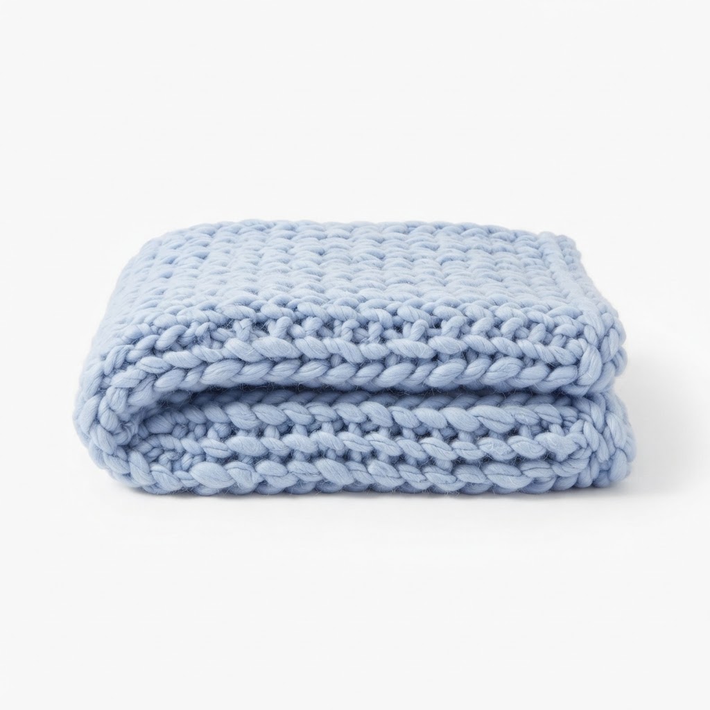 Light Blue Chunky Knit Throw