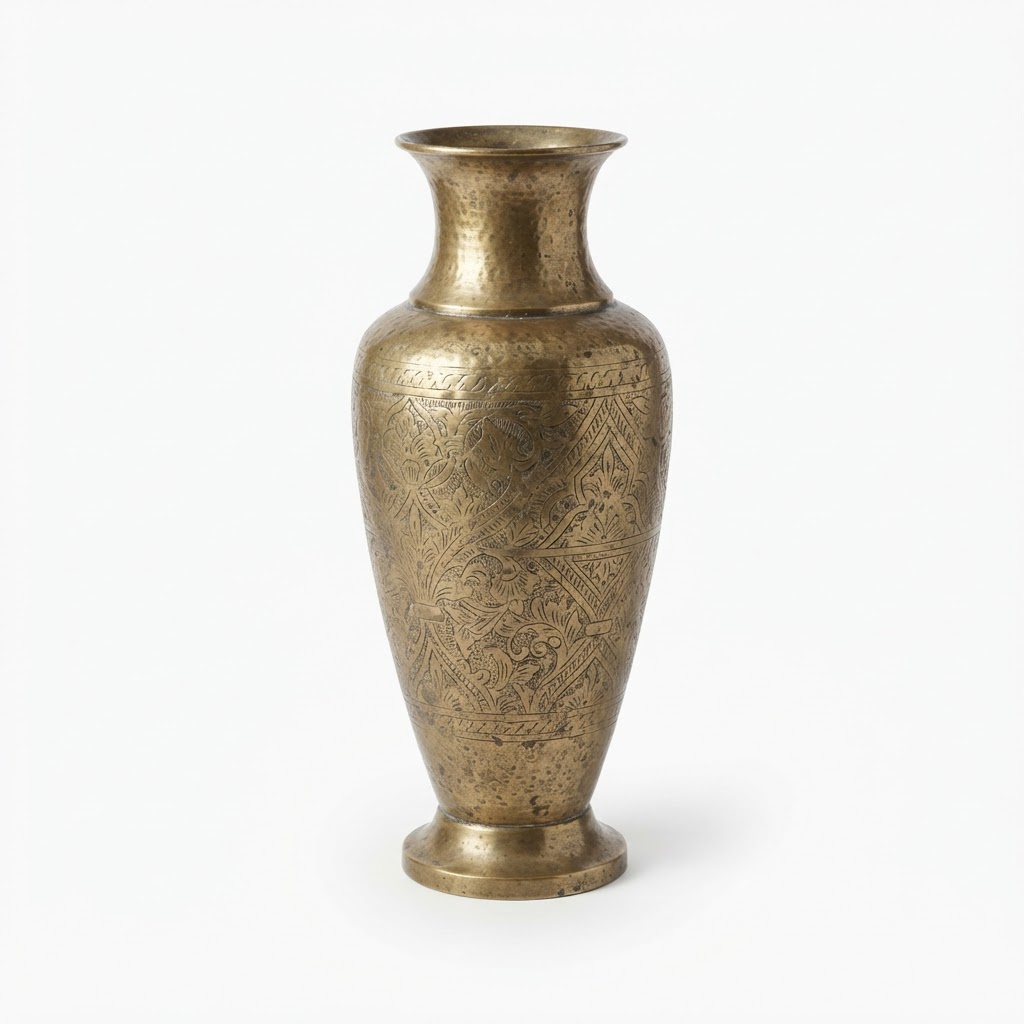 Antique Brass Floor Vase