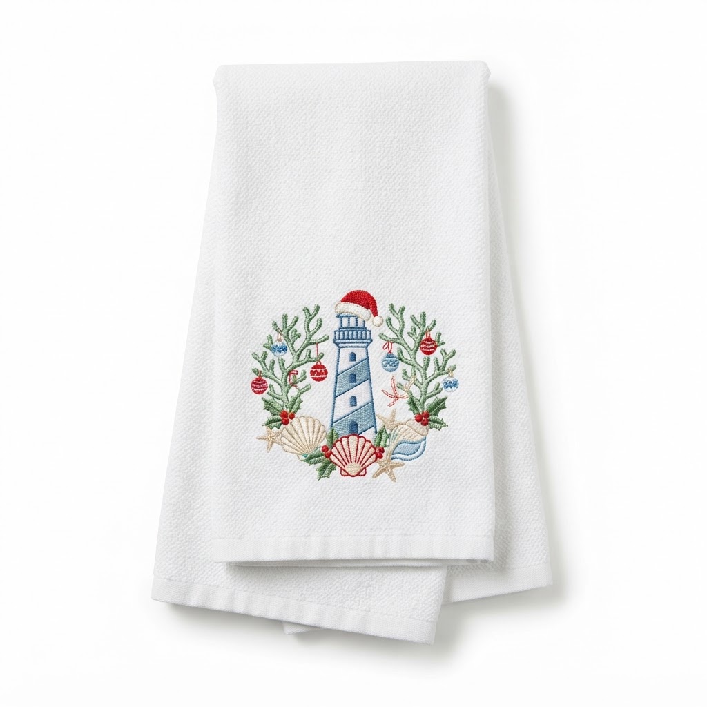 Embroidered Christmas Kitchen Towel Set