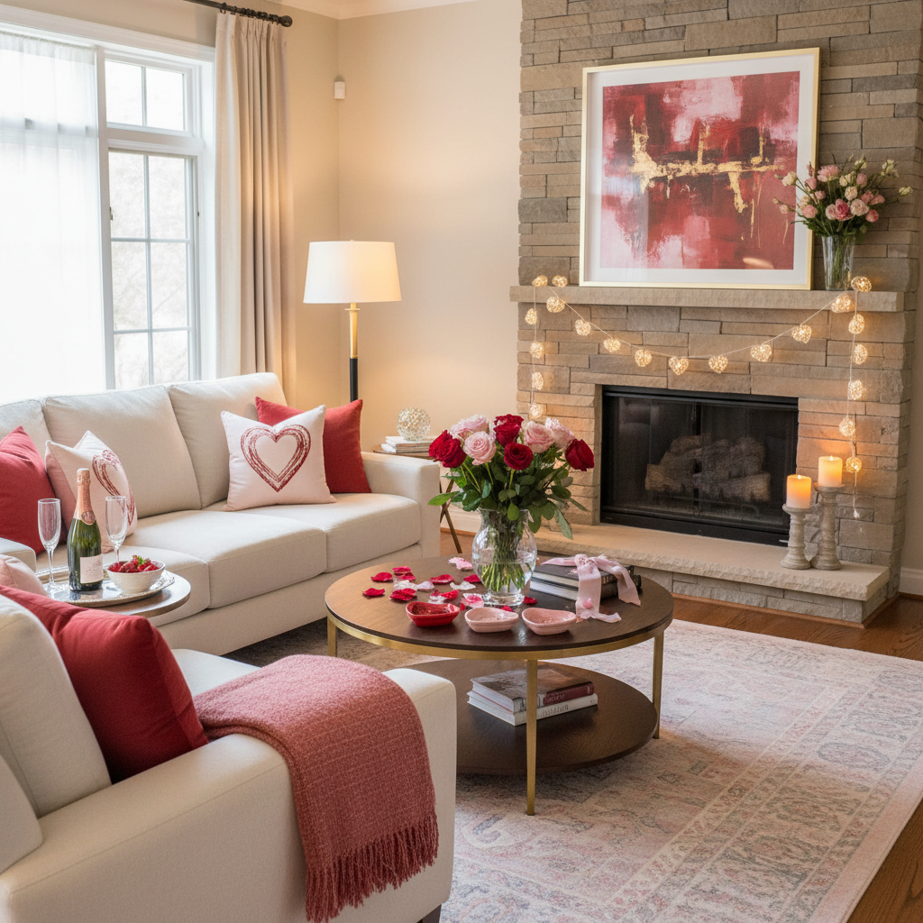 Transitional Valentine's Day Living Room