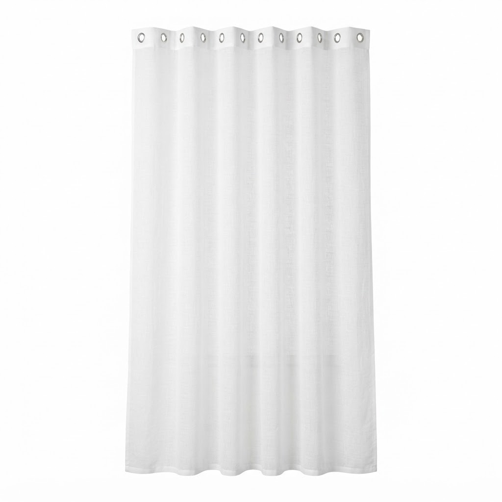Sheer White Linen Shower Curtain