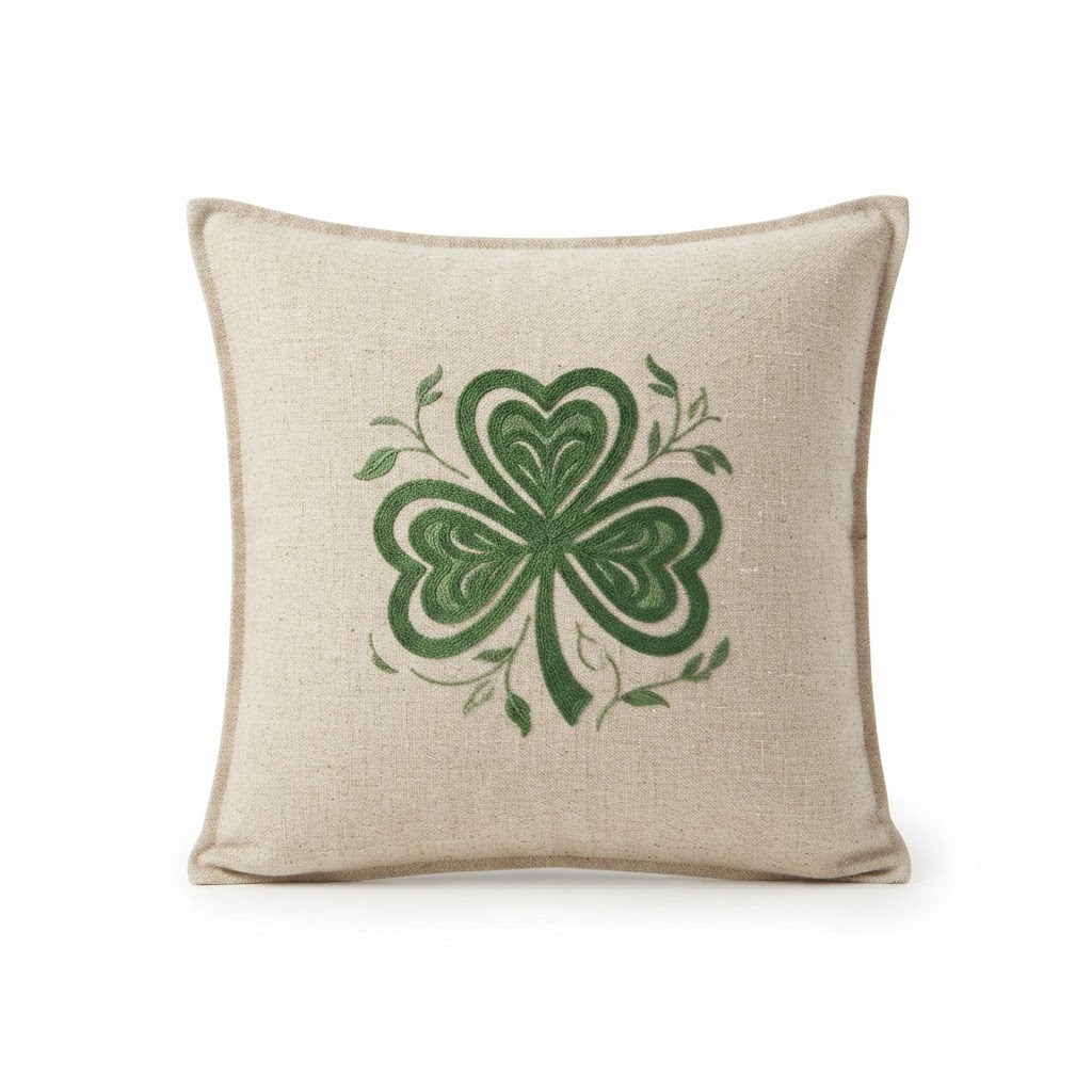 Transitional Shamrock Motif Accent Pillow