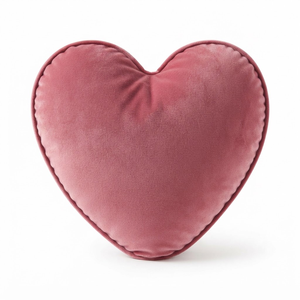 Heart-Shaped Velvet Throw Pillow