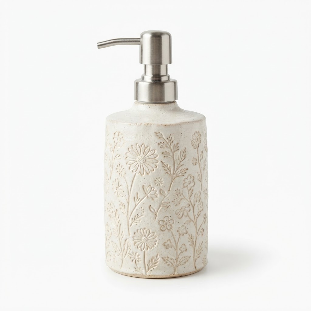 Textured Ceramic Soap Dispenser