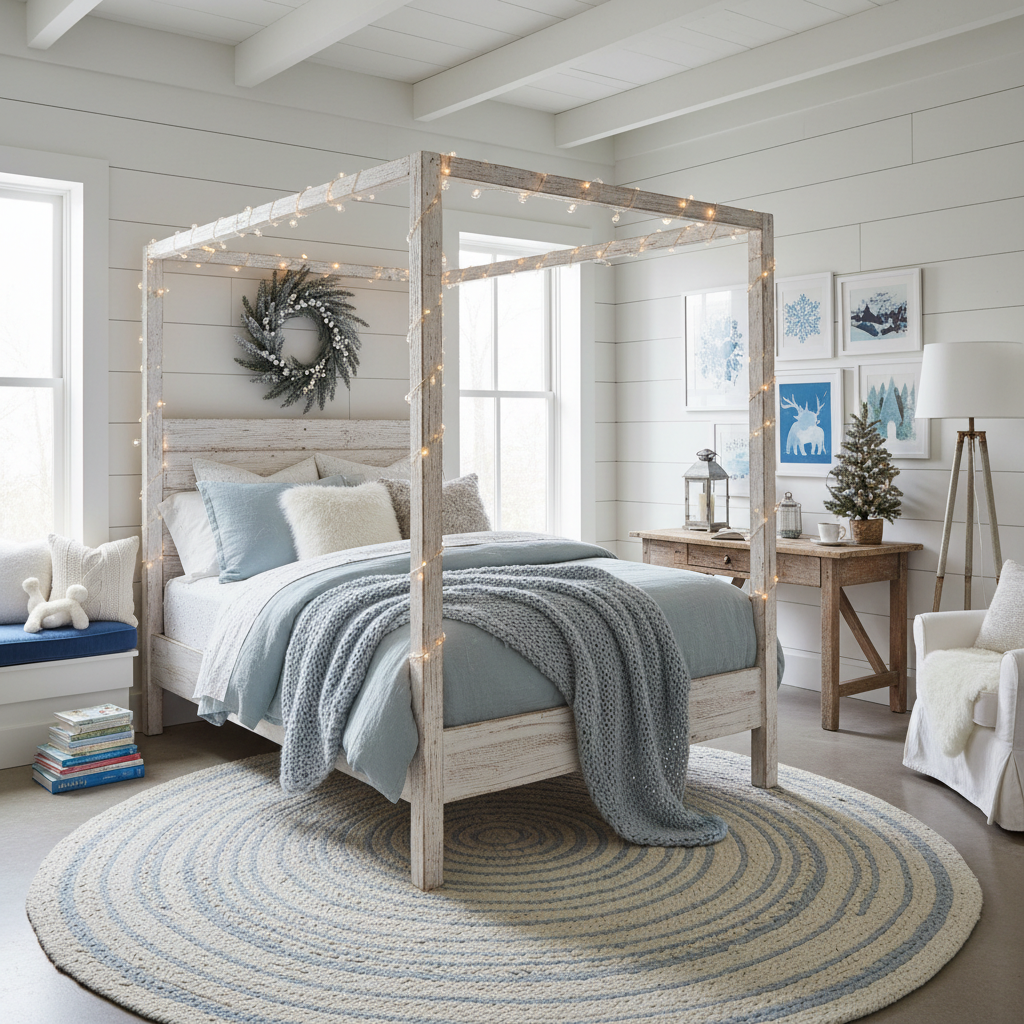 Modern Farmhouse Winter Child Bedroom (Girl)
