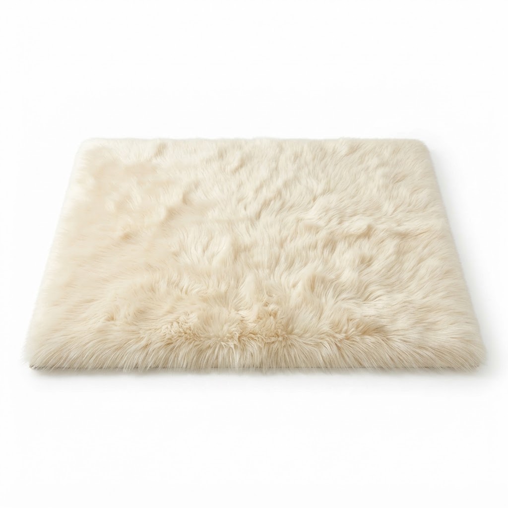 Cream Faux Fur Area Rug