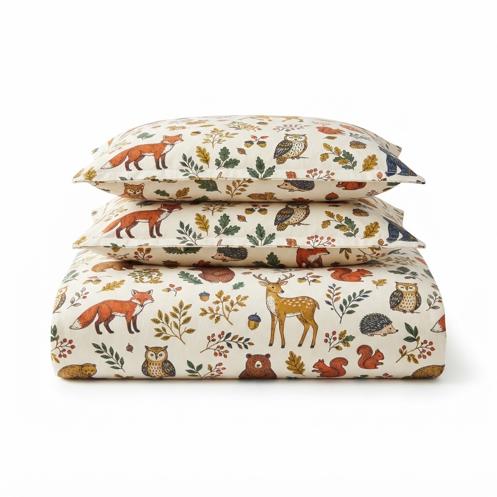 Woodland Animal Print Cotton Bedding Set