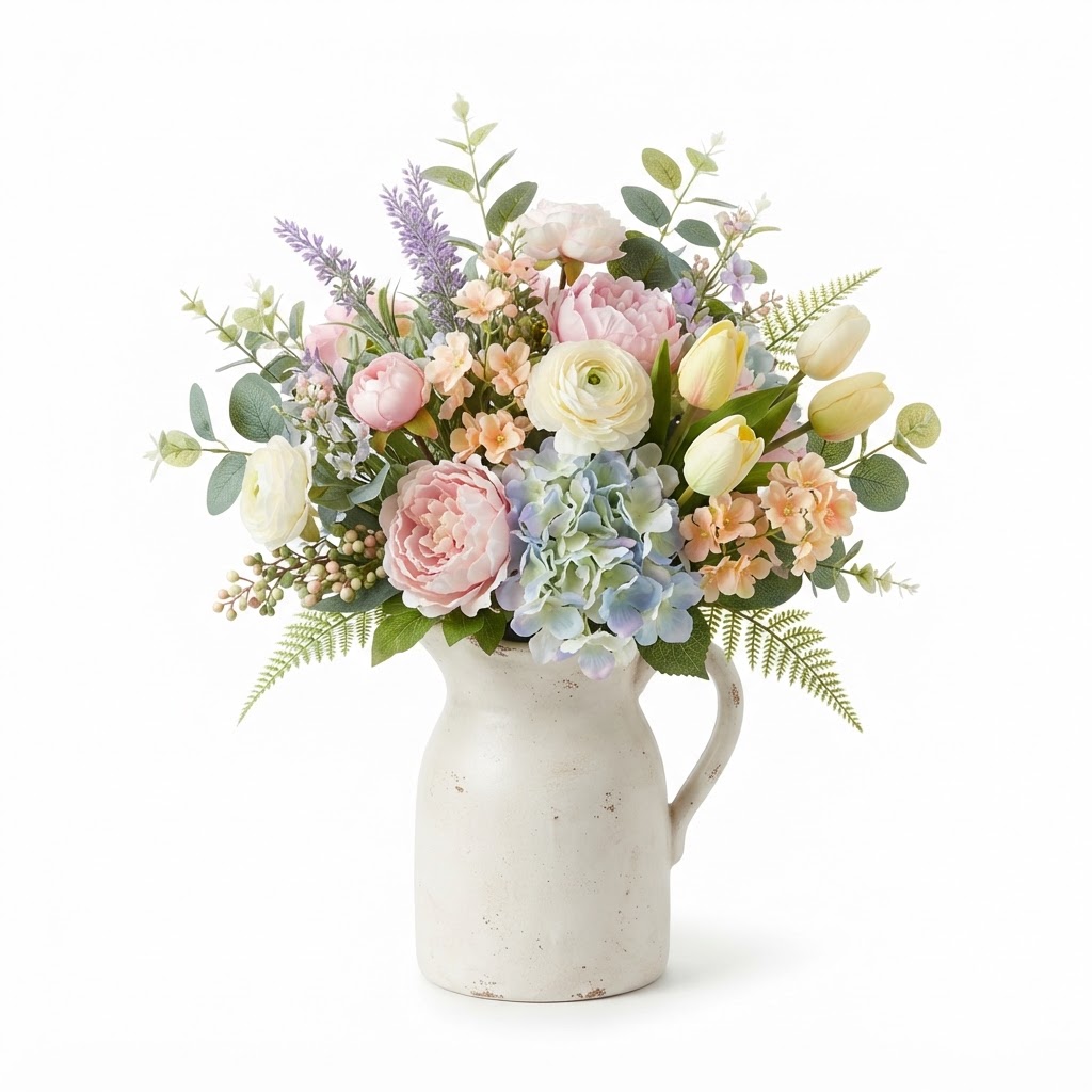 Spring Pastel Faux Floral Arrangement