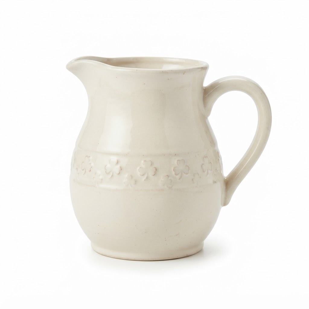 Cream Ceramic Pitcher Vase