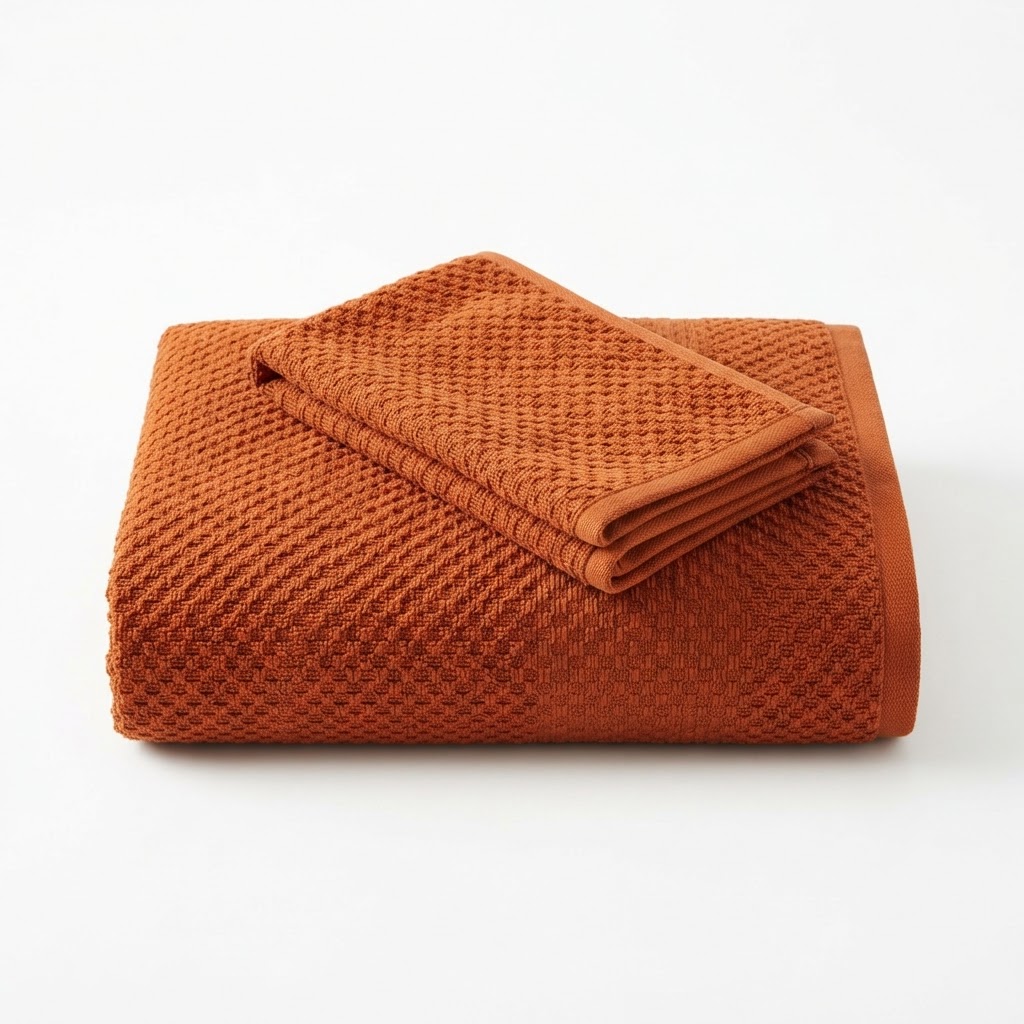 Fall Textured Burnt Orange Towel Set