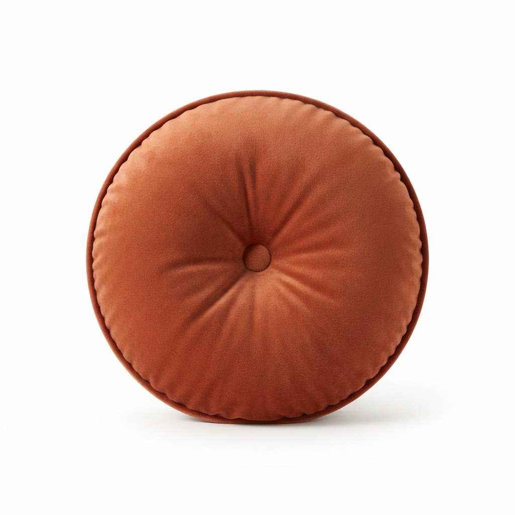 Terracotta Velvet Round Throw Pillow