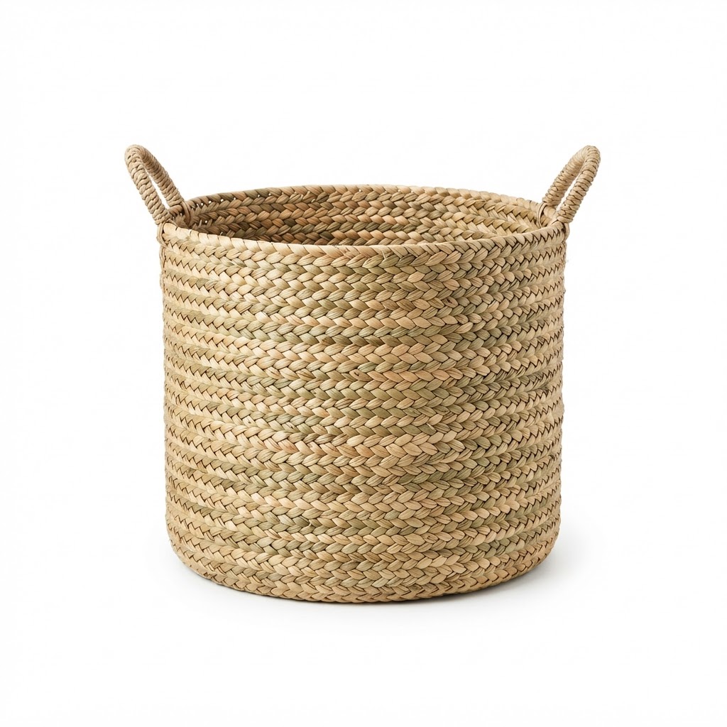 Woven seagrass storage baskets