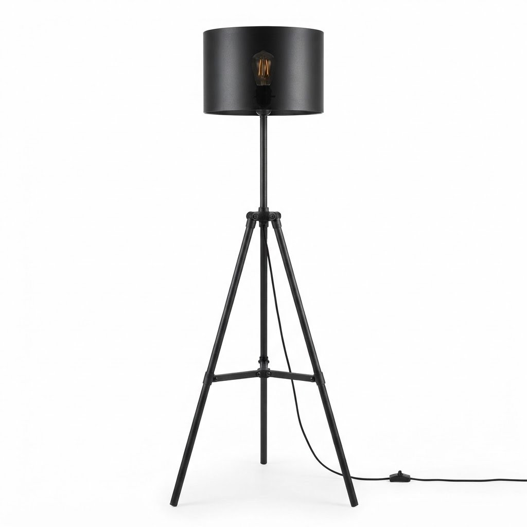 Black Metal Tripod Floor Lamp