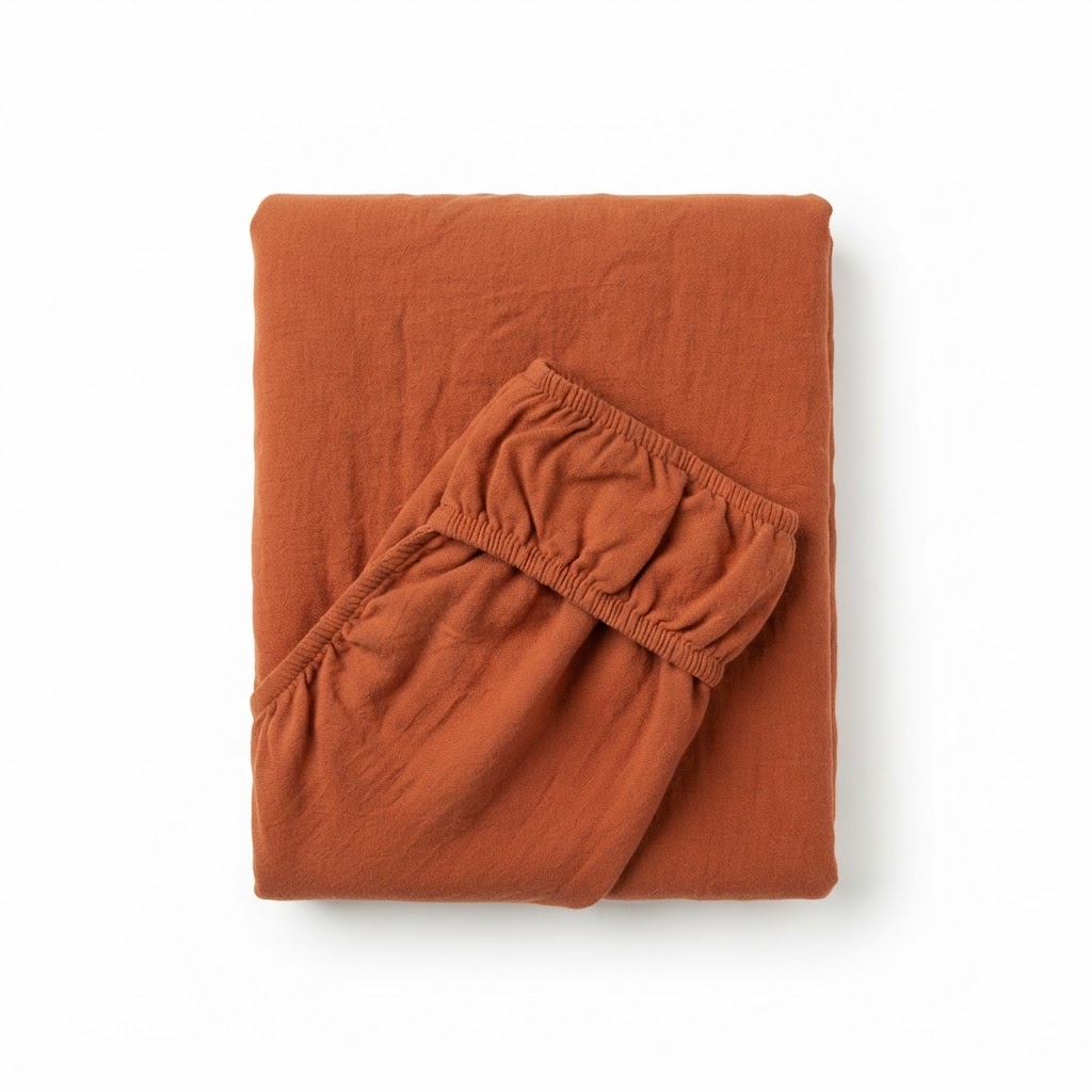 Burnt Orange Washed Cotton Crib Sheet