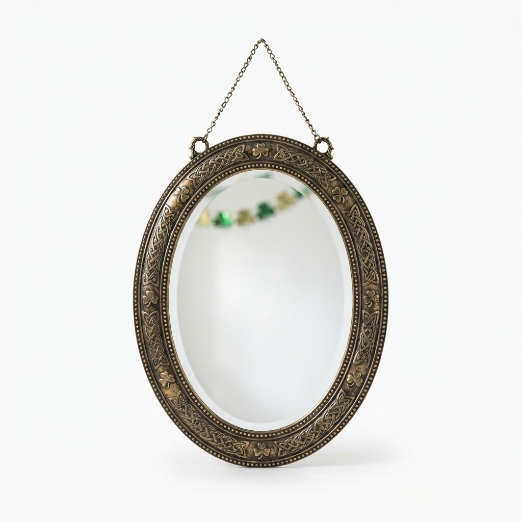 Antique Brass Oval Mirror