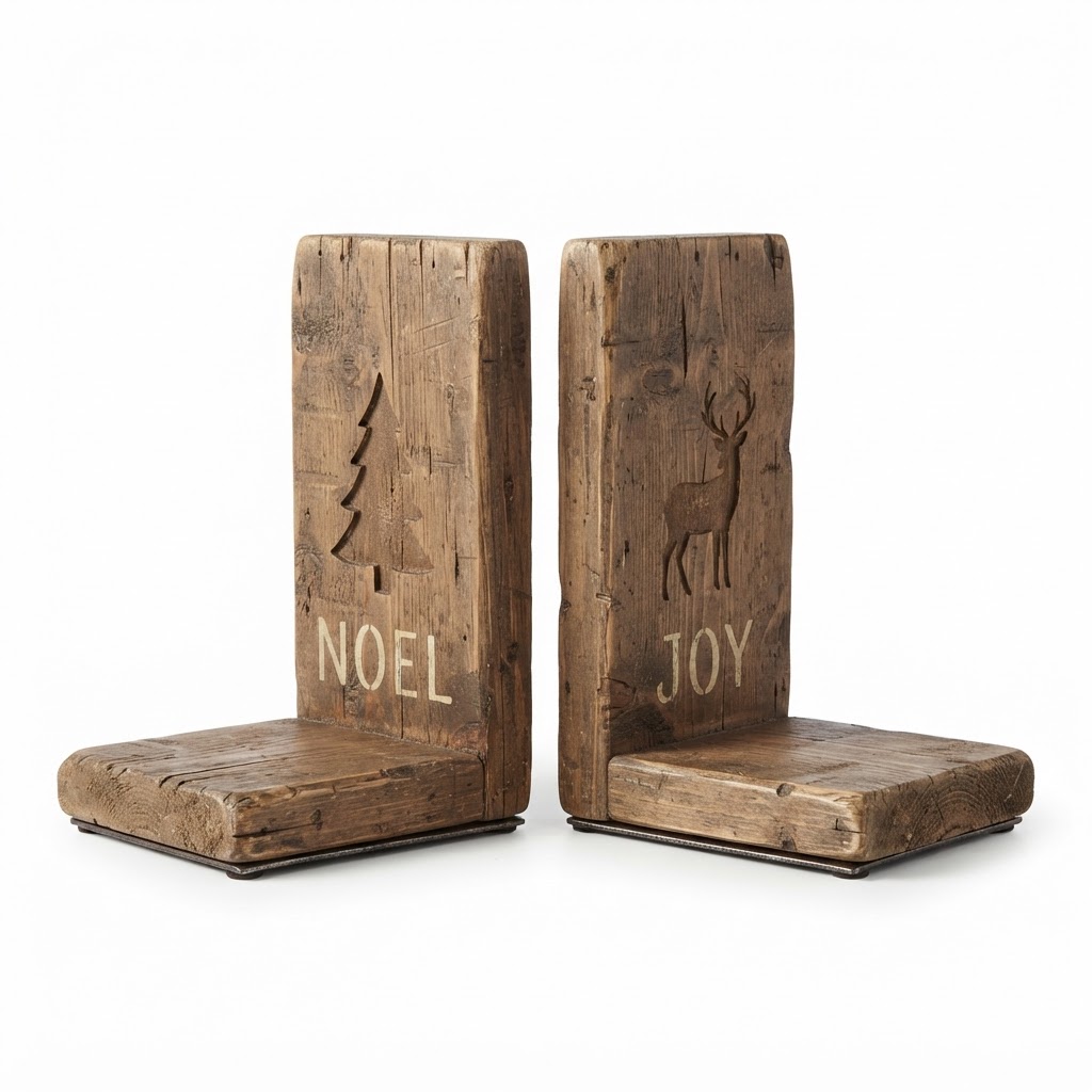 Distressed Wood Book Ends