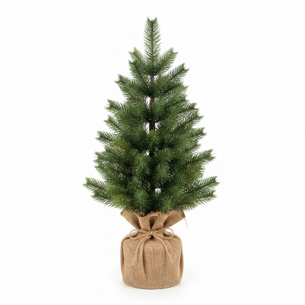 Faux Pine Tree with Burlap