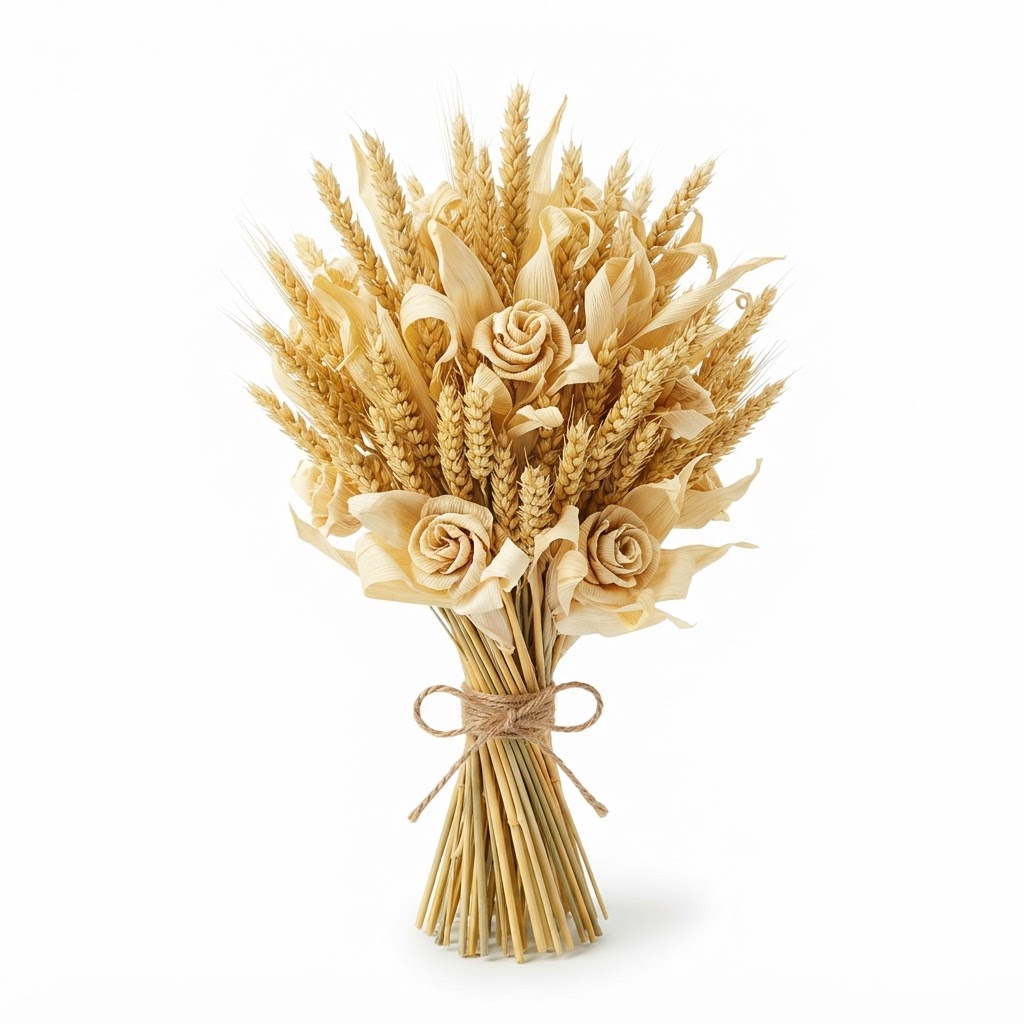 Dried Wheat and Corn Husk Bouquet