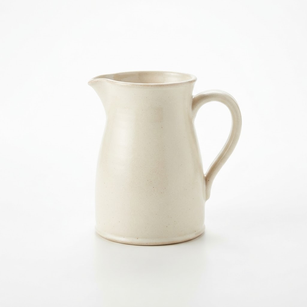 Cream Ceramic Pitcher Vase