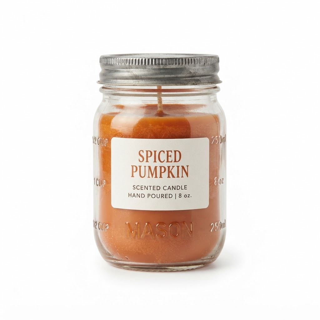 Spiced Pumpkin Scented Mason Jar Candle
