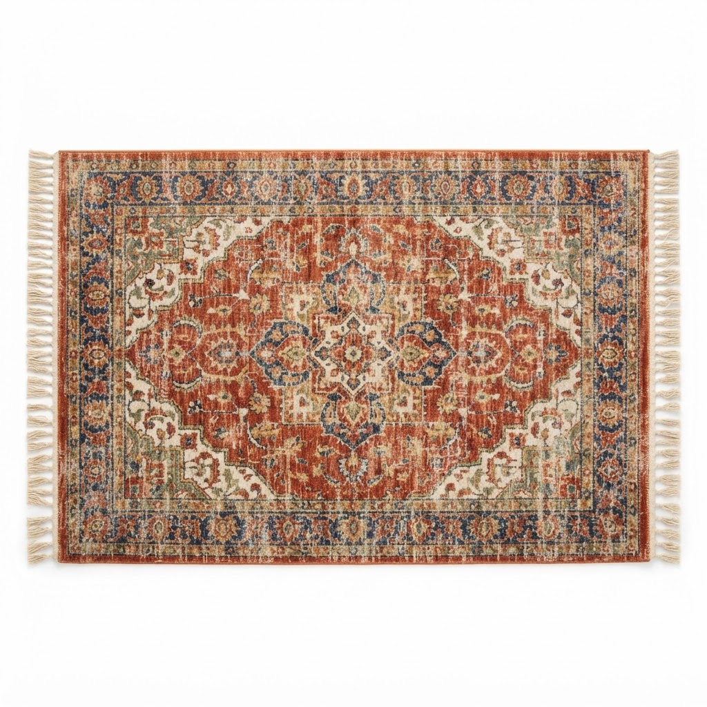 Persian-Style Distressed Area Rug
