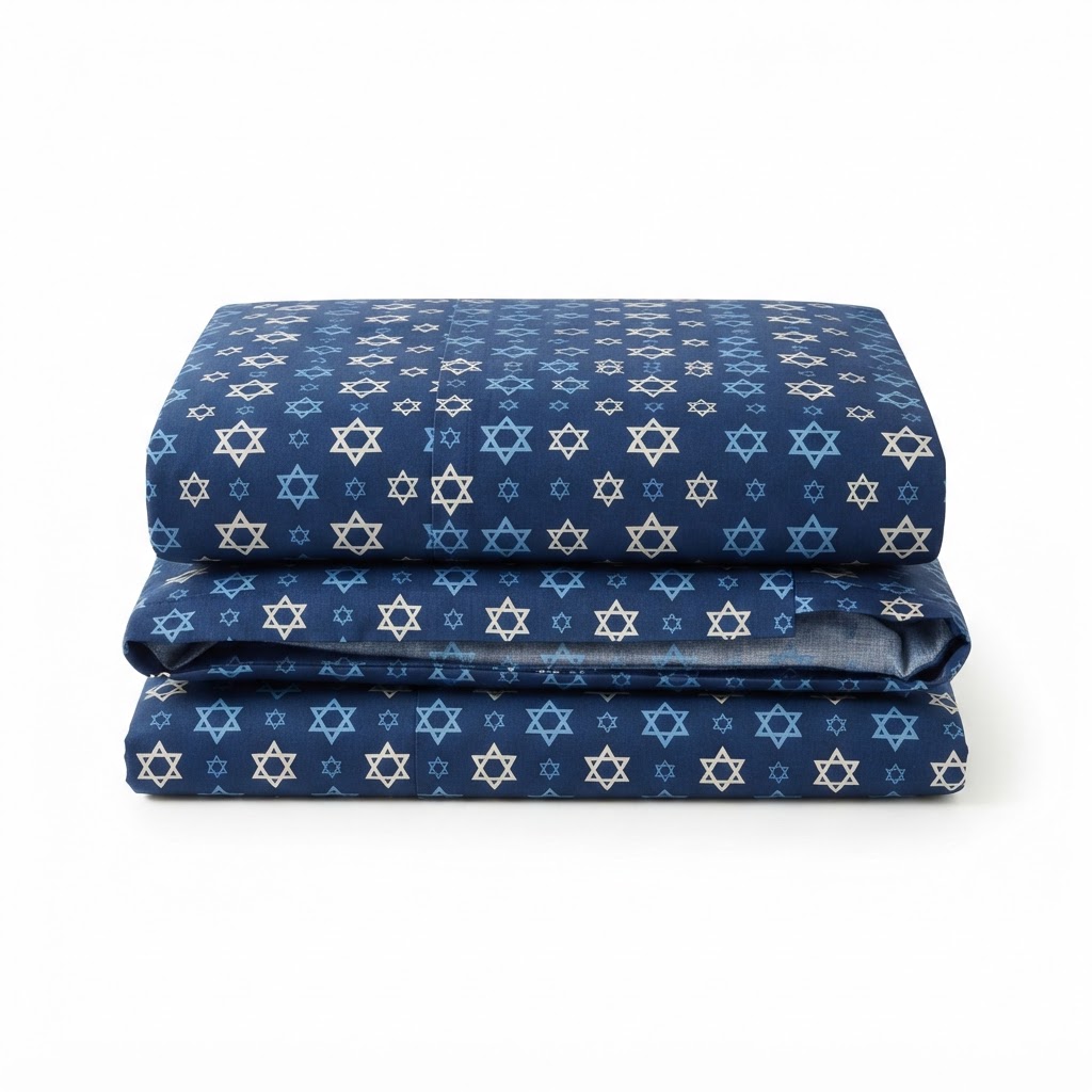 Transitional Blue Star Print Bedding Set
