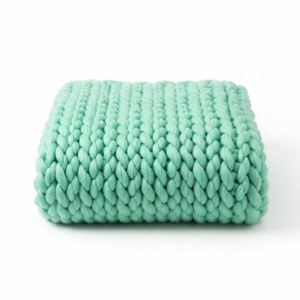 Spring Chunky Knit Mint Throw