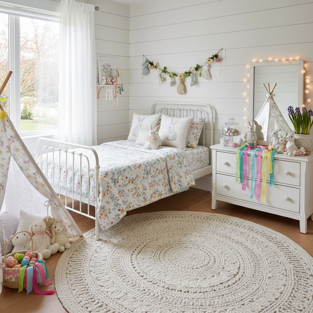 Modern Cottage Easter Child Bedroom (Girl)