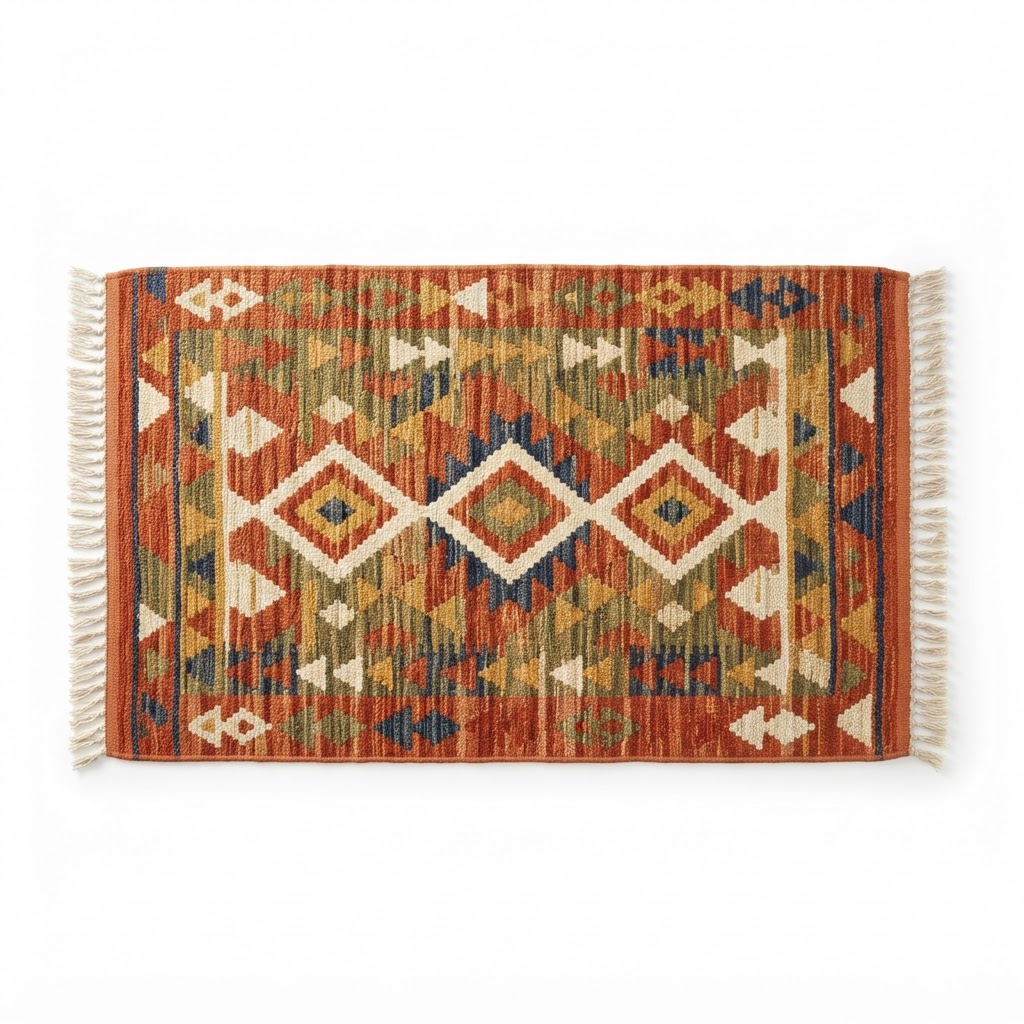 Geometric Kilim Pattern Bath Rug