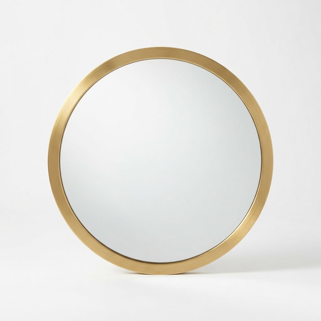 Brushed Gold Round Mirror
