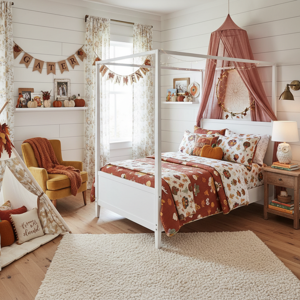 Modern Cottage Thanksgiving Child Bedroom (Girl)