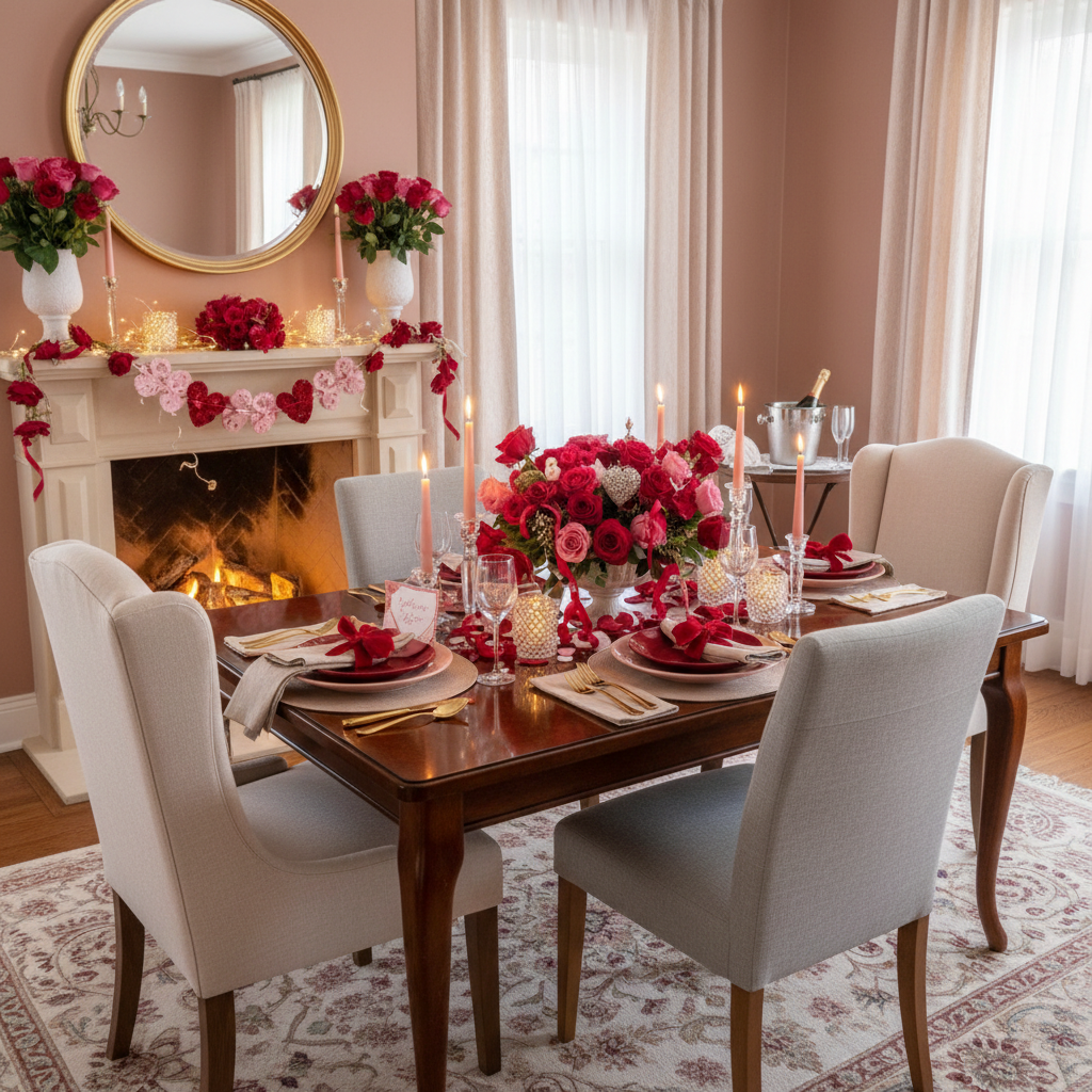 Transitional Valentine's Day Dining Room