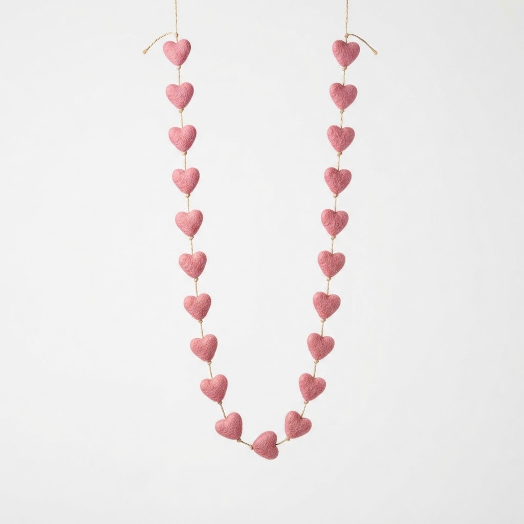core Pink Felt Heart Garland