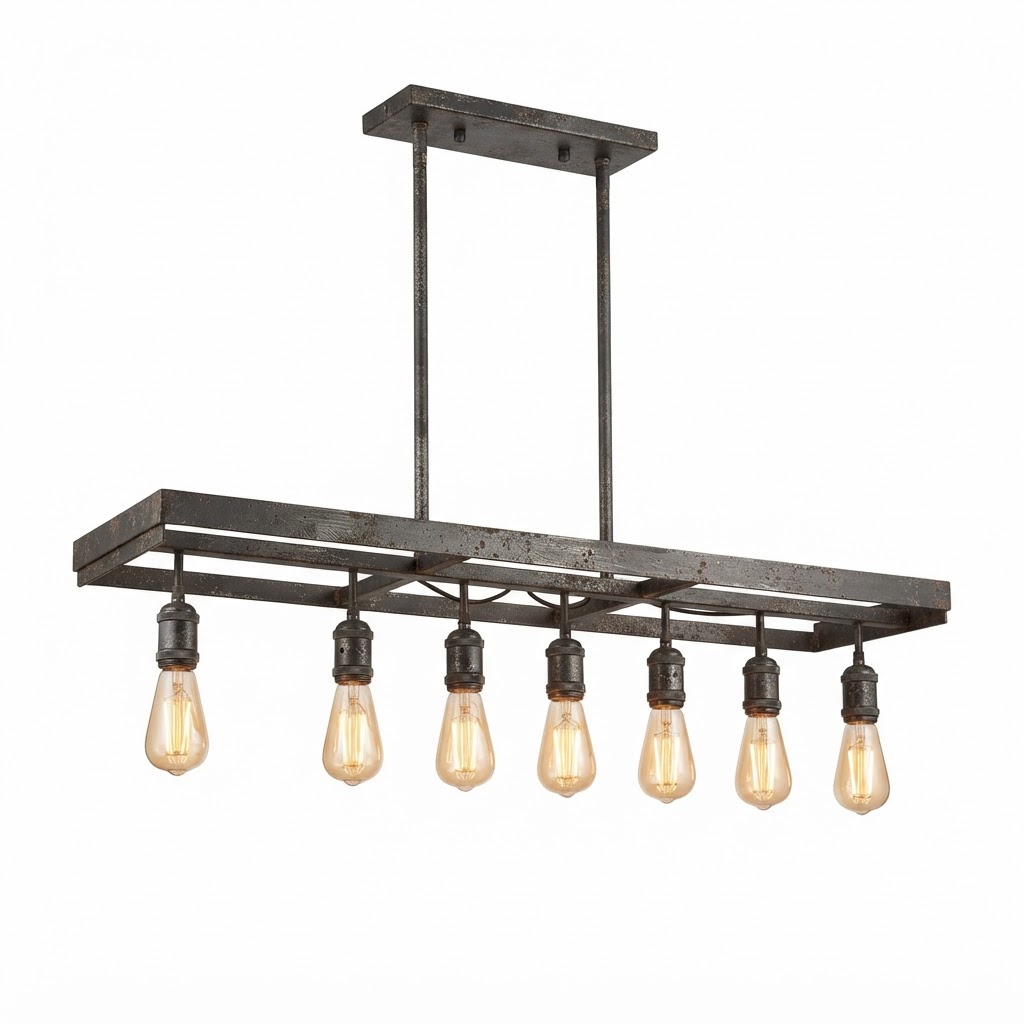 Distressed Metal Linear Chandelier
