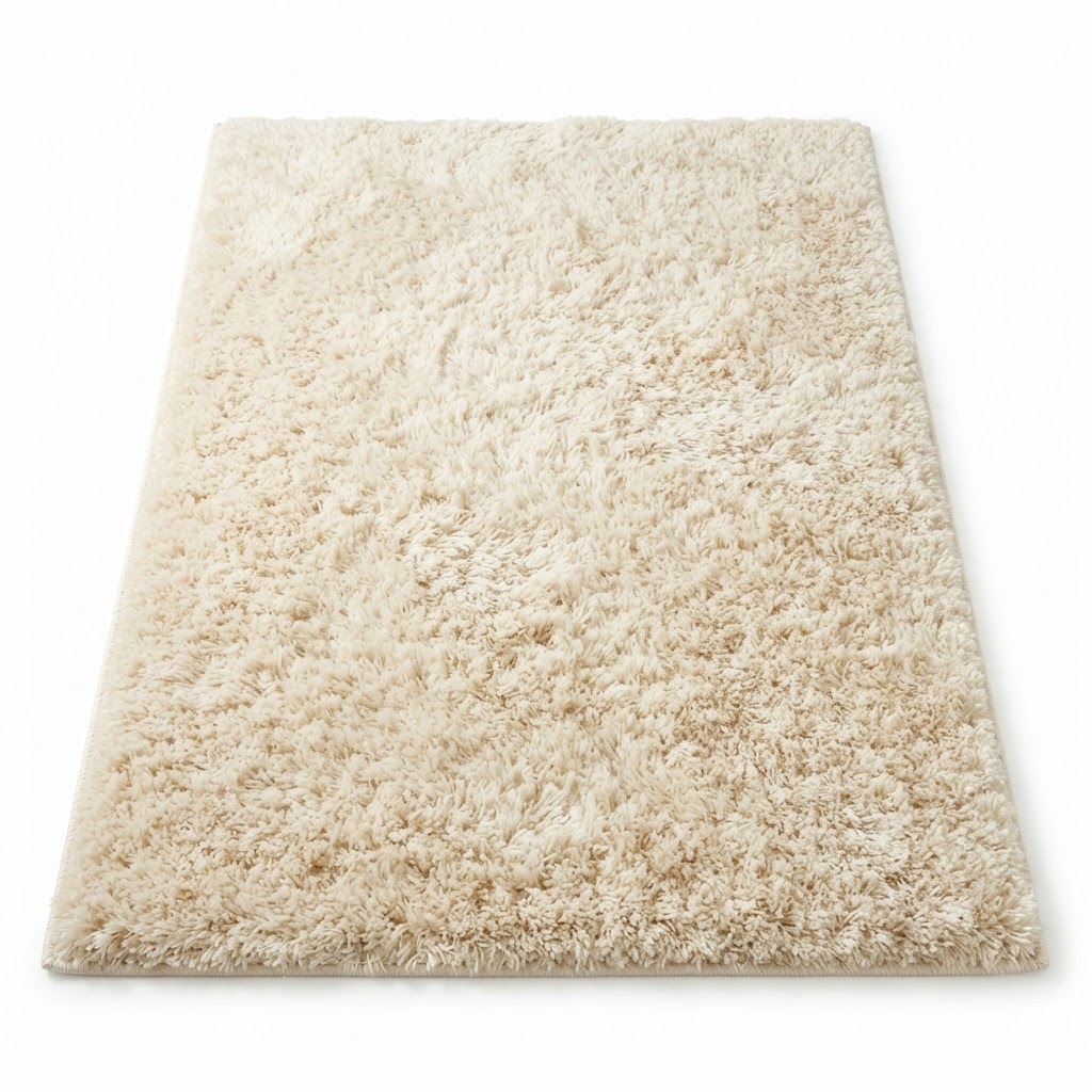 Transitional Cream Shag Area Rug