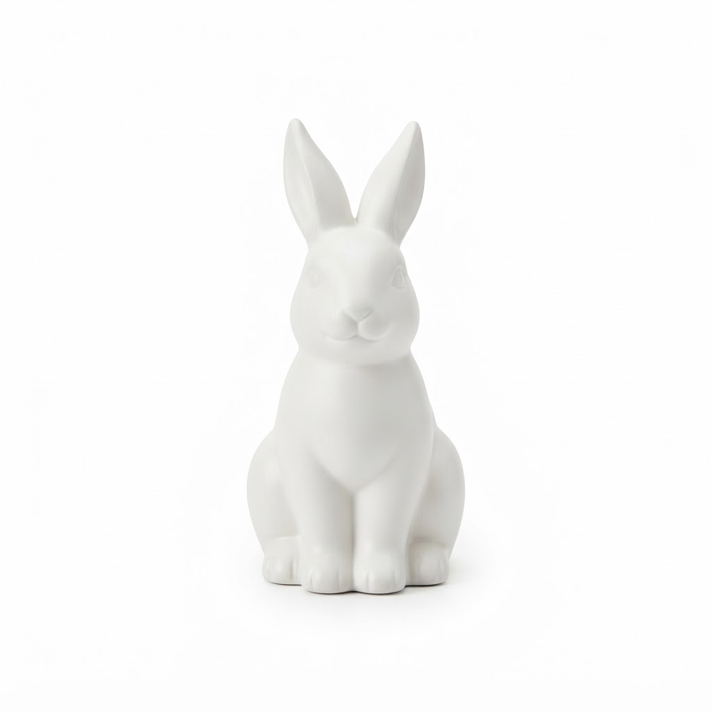 White Ceramic Bunny Statue