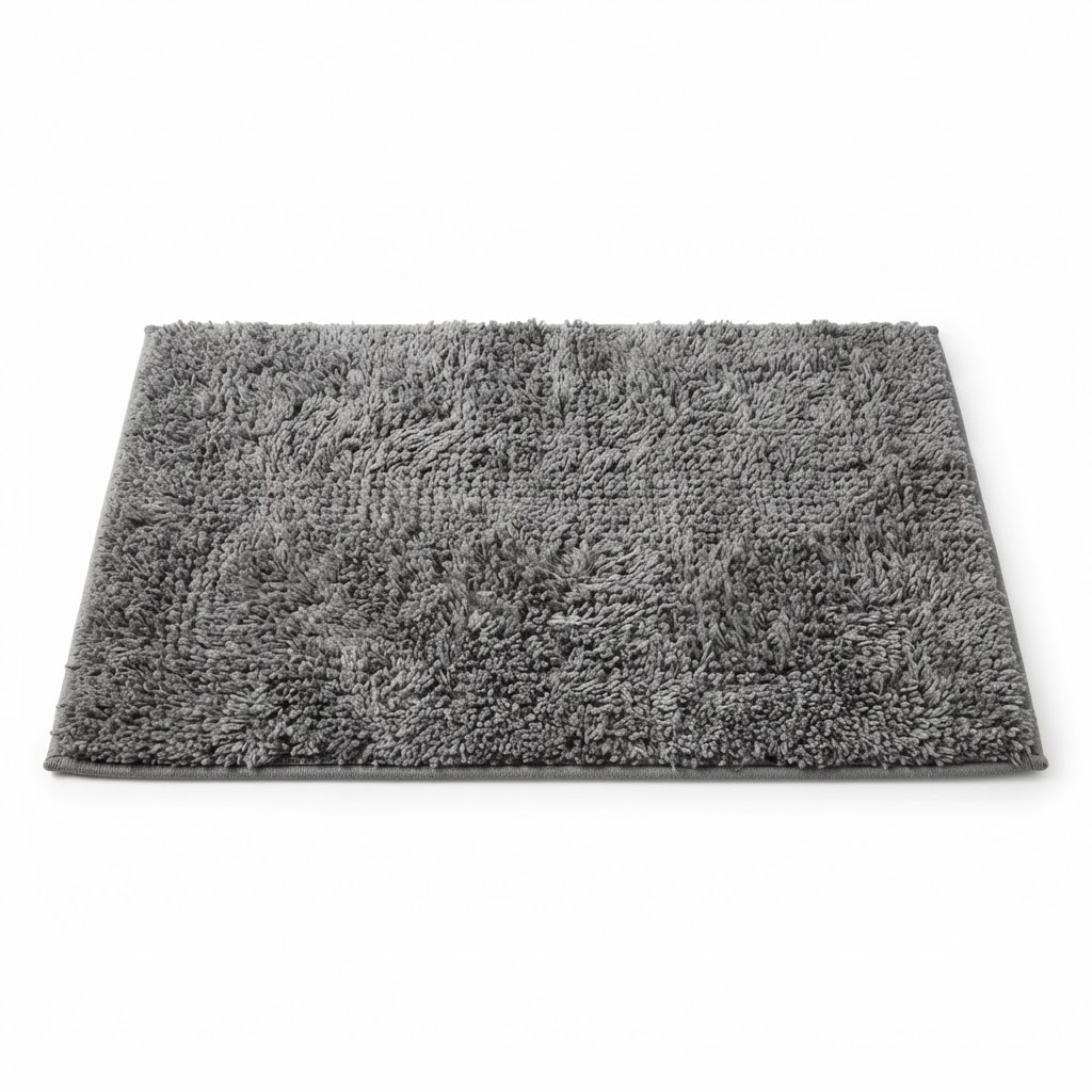 Textured Grey Shag Bath Rug