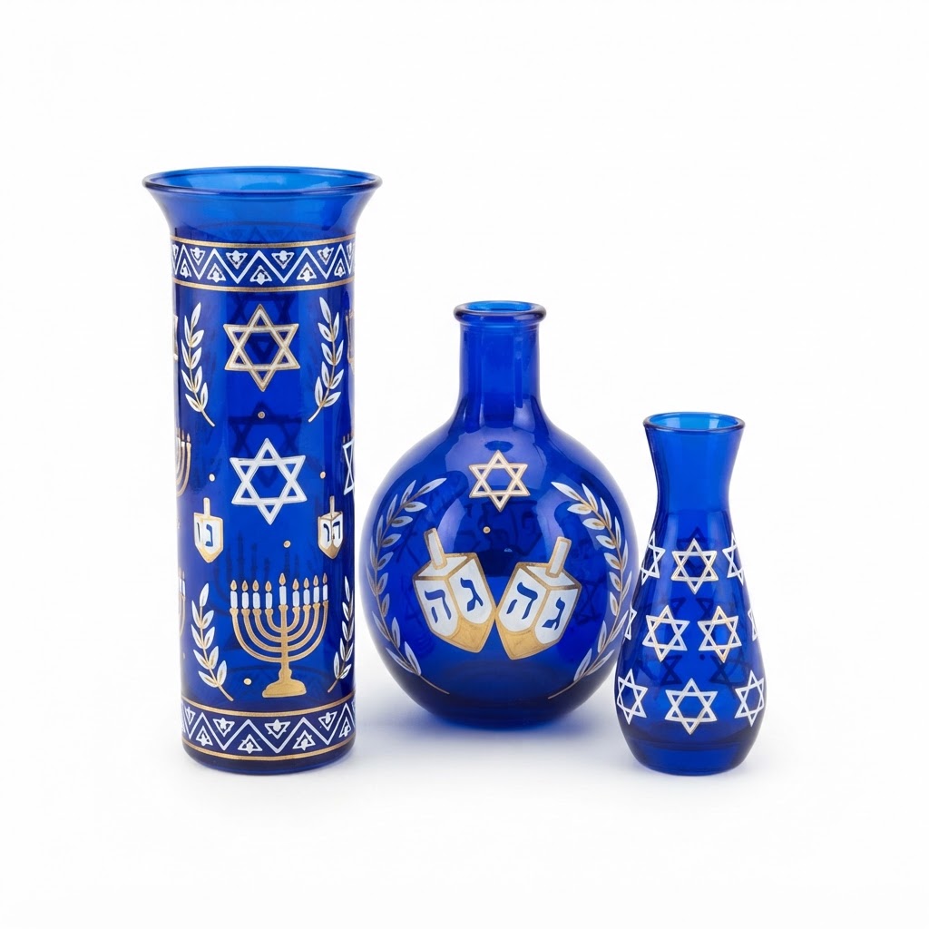 Blue Glass Vase Set
