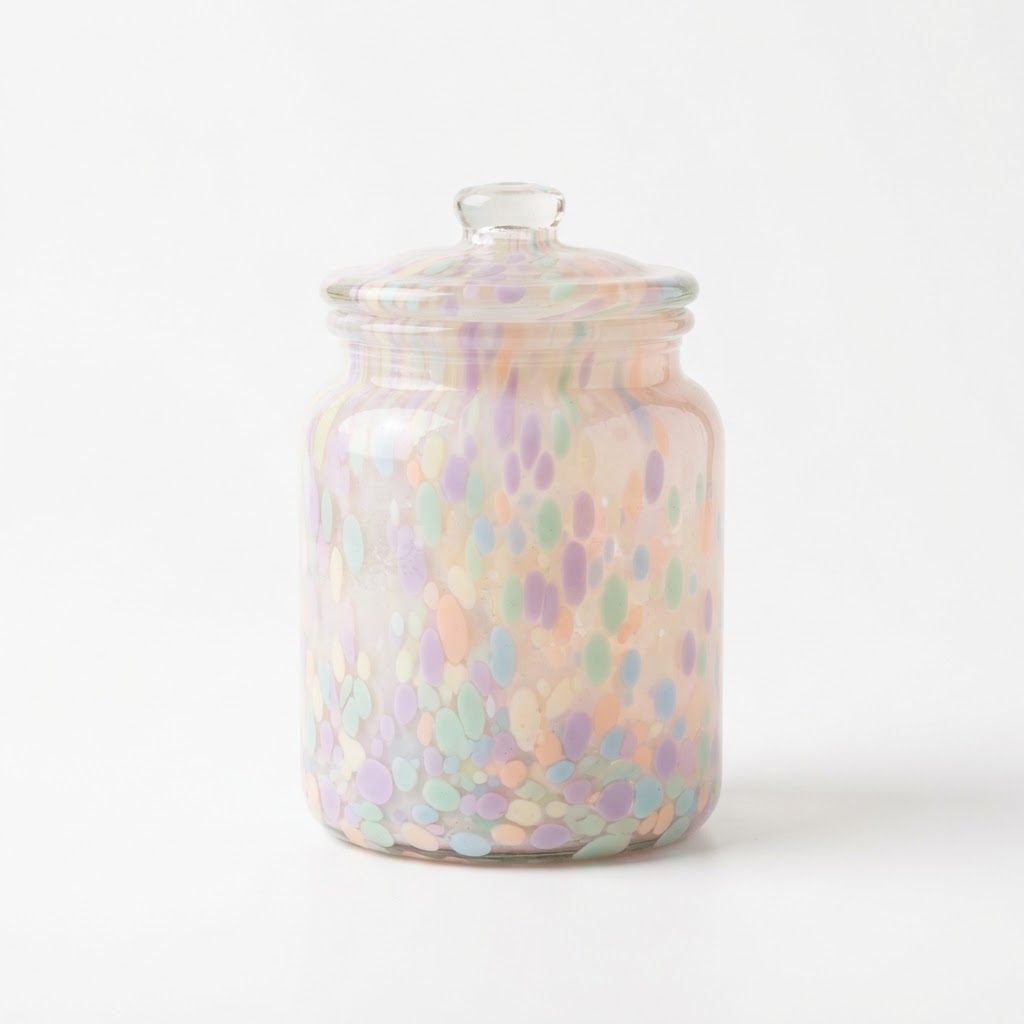 Easter Pastel Speckled Glass Jar