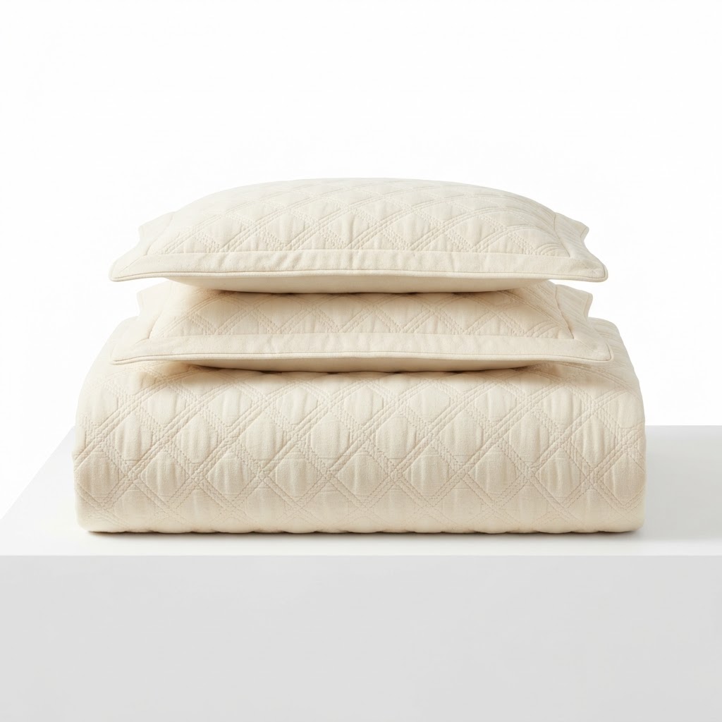 Cream Quilted Bedding Set