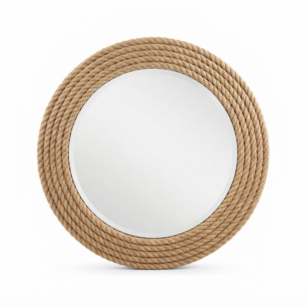 Rope-Wrapped Round Wall Mirror