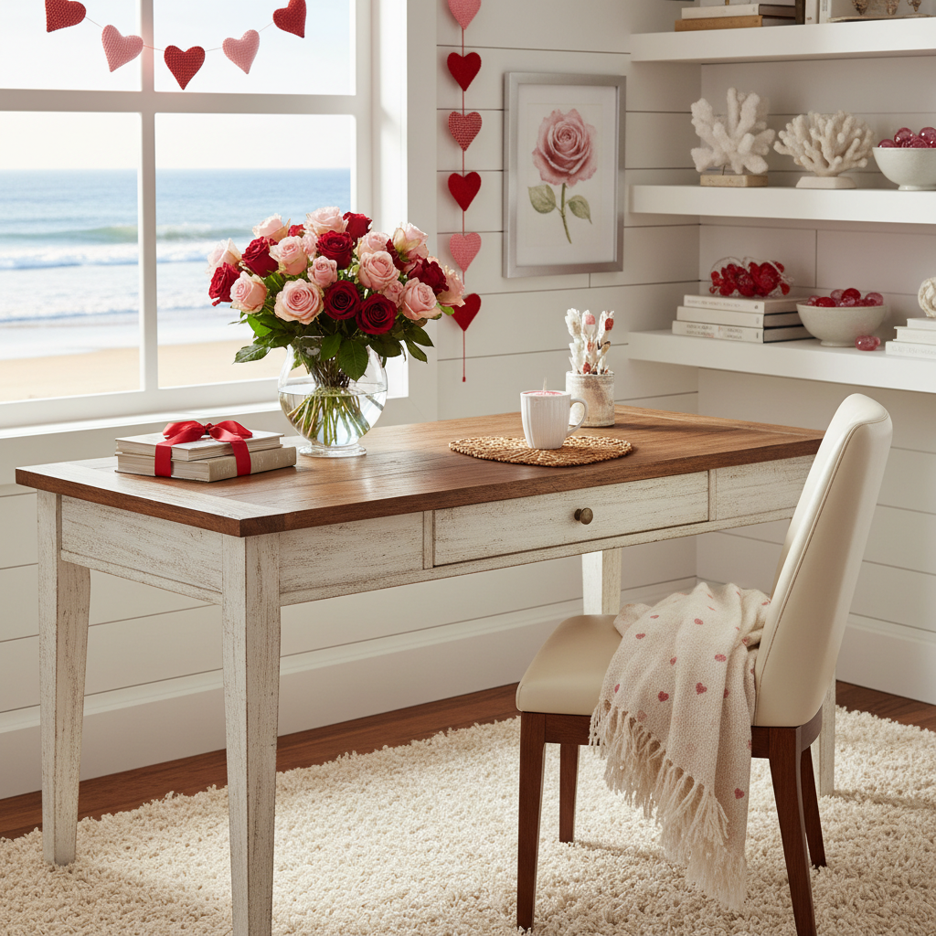 Coastal Valentine's Day Home Office